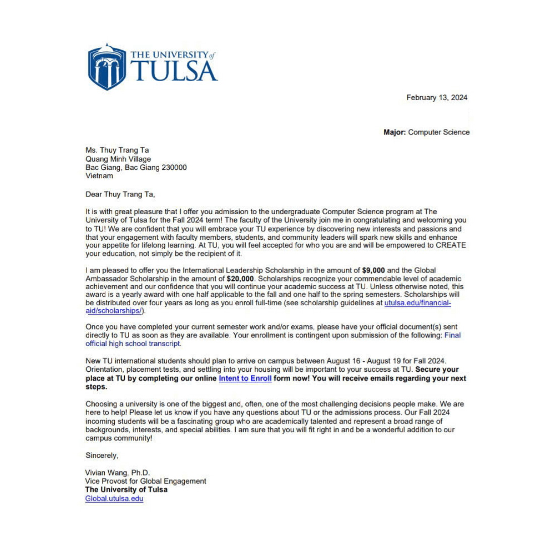 Du hoc my The University of Tulsa